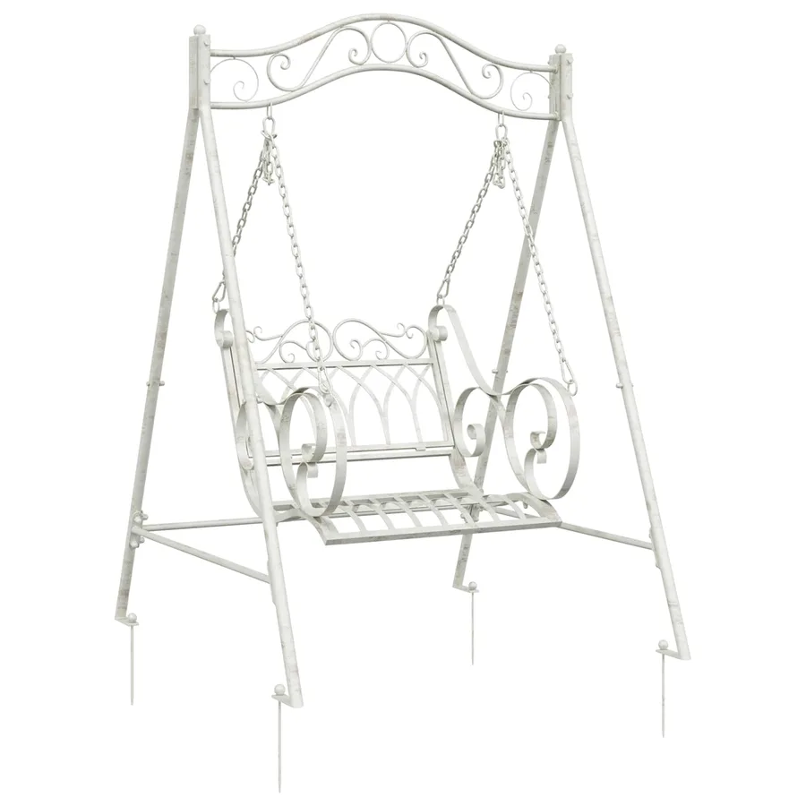 Banc Balançoire Acier 113 x 121,5 x 168 cm Blanc antique - 2