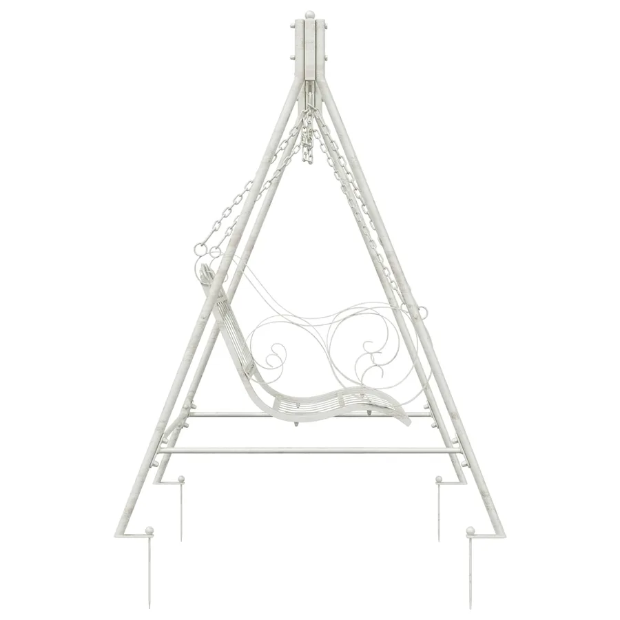 Banc Balançoire Acier 113 x 121,5 x 168 cm Blanc antique - 4