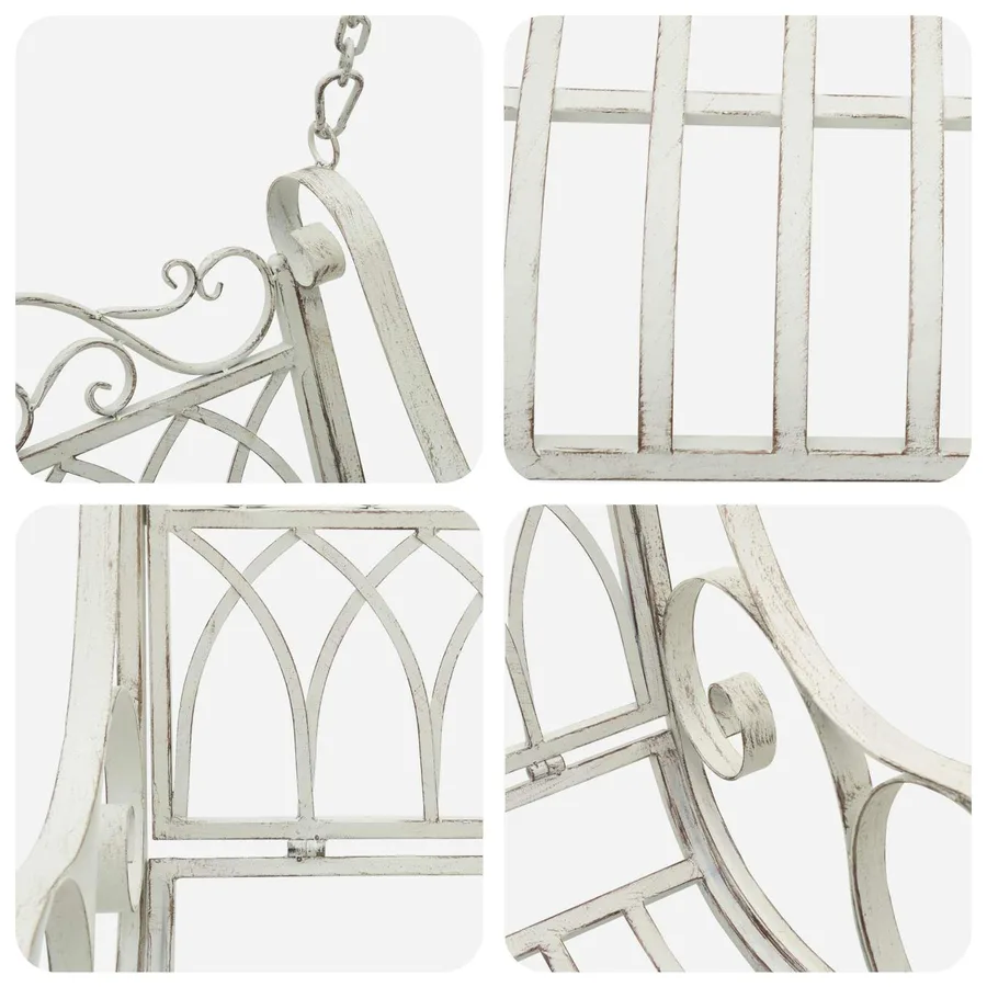 Banc Balançoire Acier 113 x 121,5 x 168 cm Blanc antique - 7