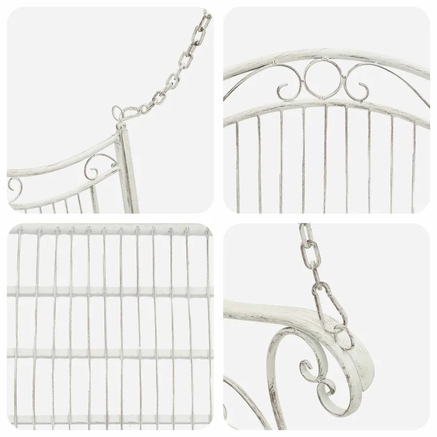 Banc Balançoire Acier 115 x 61 x 63 cm Blanc antique - 6