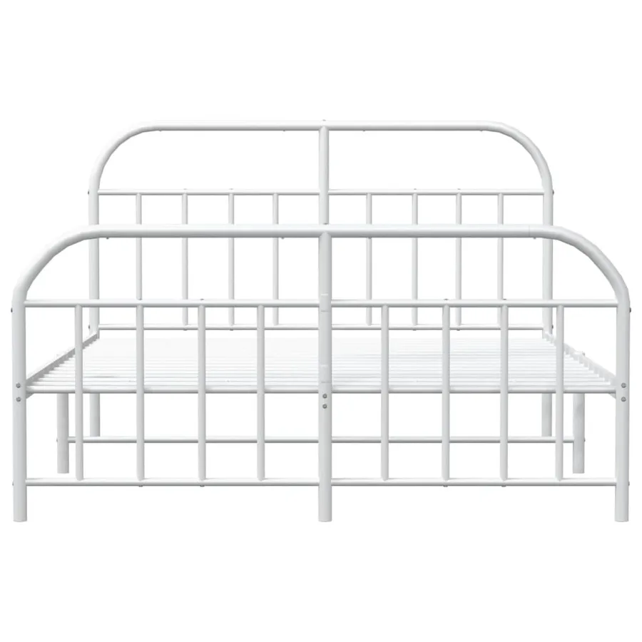 Cadre de lit métal sans matelas et pied de lit blanc 140x200 cm - 6