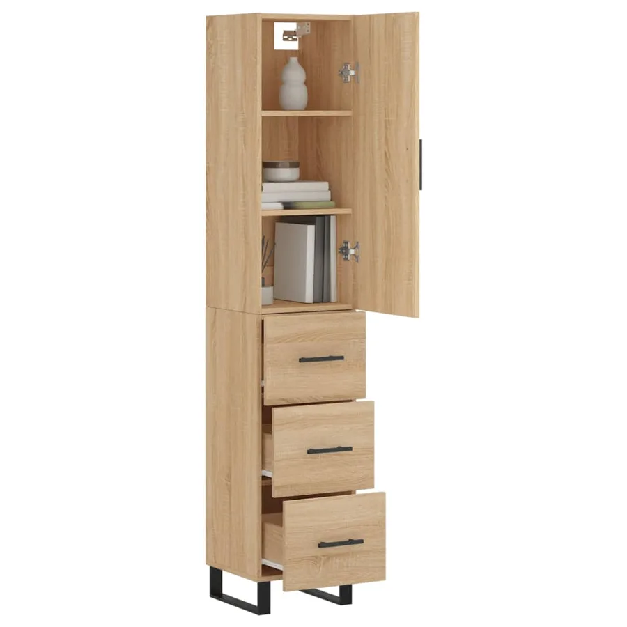 Buffet haut Chêne sonoma 34,5x34x180 cm Bois d'ingénierie - 3
