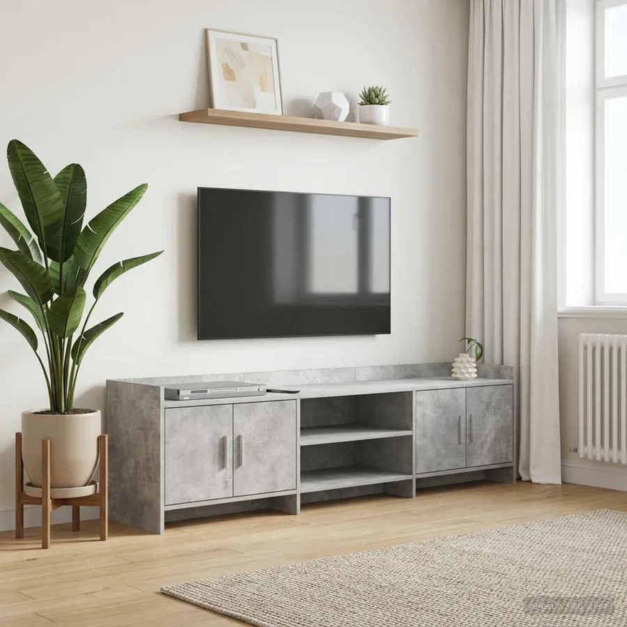 Meuble TV 168 x 33 x 47 cm Gris béton Bois d'ingénierie