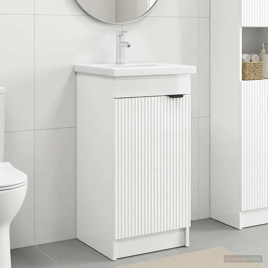Meuble de salle de bain avec évier Blanc brillant