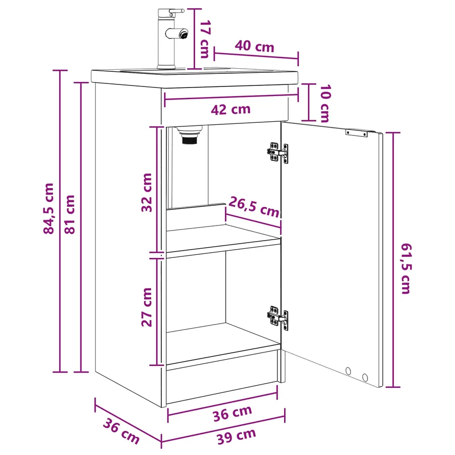 Meuble de salle de bain avec évier Blanc brillant - 10