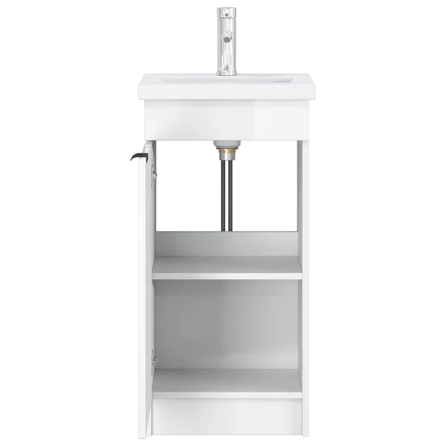 Meuble de salle de bain avec évier Blanc brillant - 4