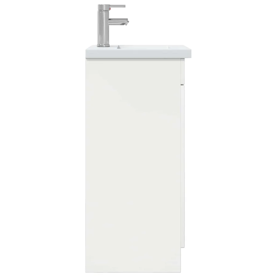 Meuble de salle de bain avec évier Blanc brillant - 5