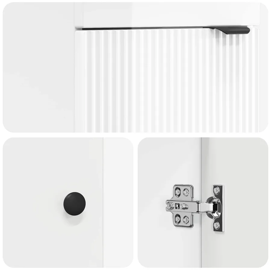 Meuble de salle de bain avec évier Blanc brillant - 7