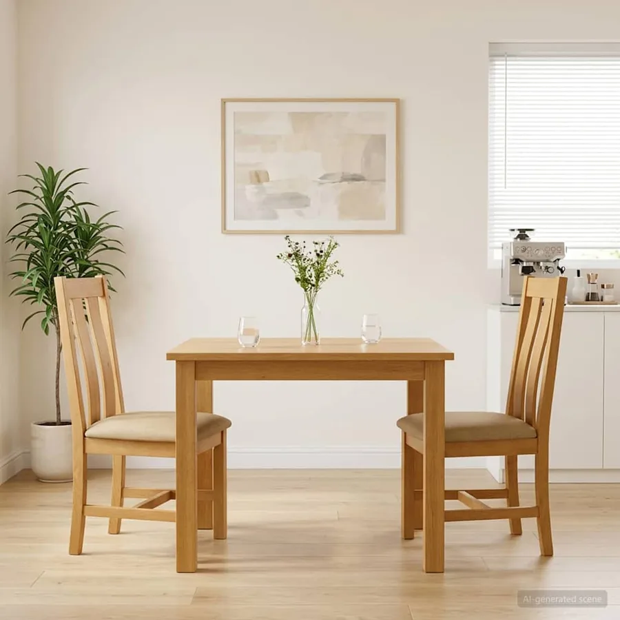 Chaise de salle à manger 2 pcs Bois de chêne massif Beige