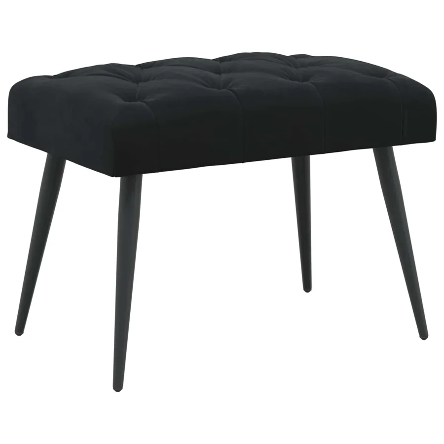 Banc avec capitonnage bouton Noir 60 x 40 x 45 cm Velours - 2