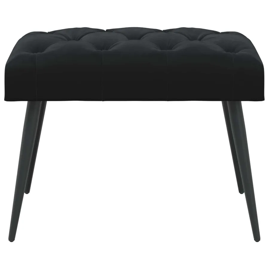 Banc avec capitonnage bouton Noir 60 x 40 x 45 cm Velours - 5
