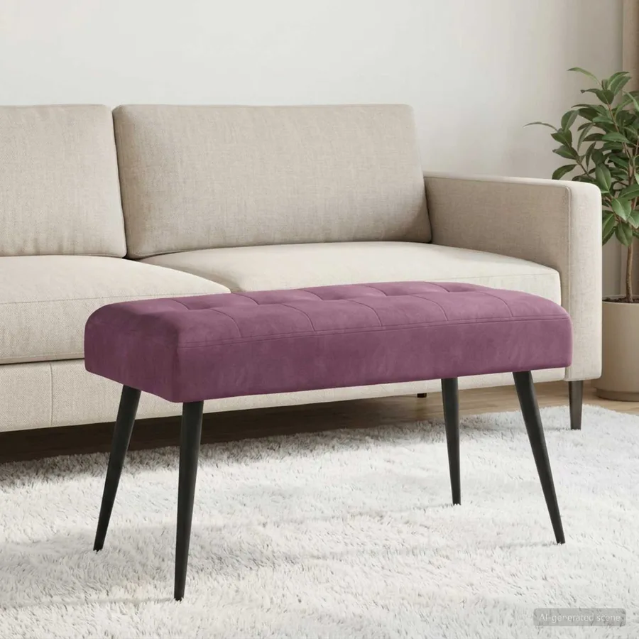 Banc avec capitonnage bouton Pourpre 80 x 40 x 46 cm Velours - 3