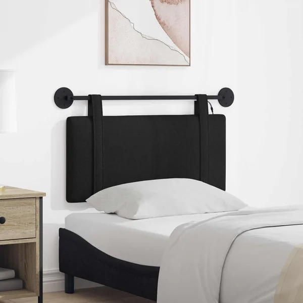 Tête de lit suspendue Avec lumière LED Noir Tissu
