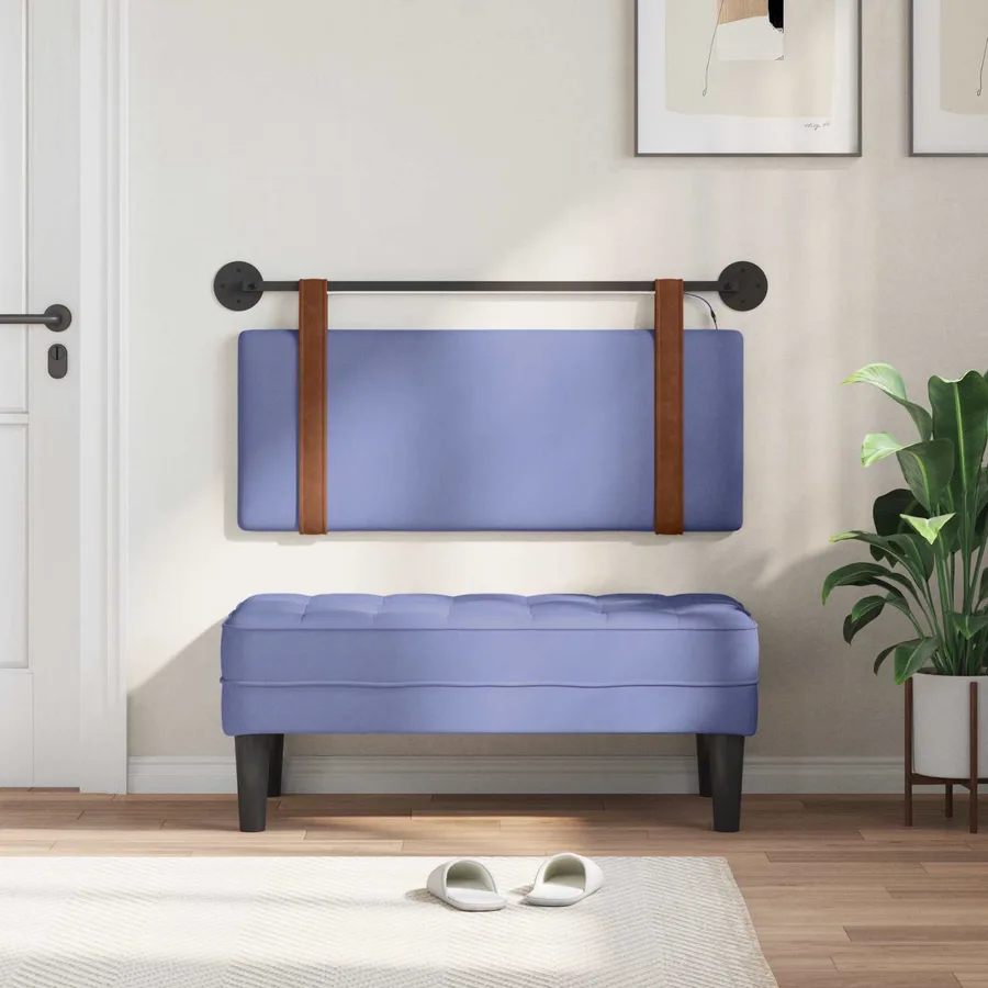 Tête de lit suspendue Avec lumière LED Bleu denim PU antique - 3