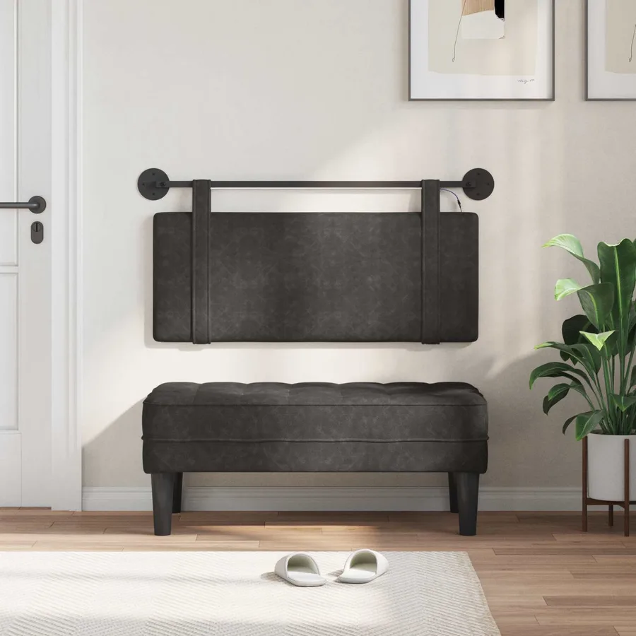 Tête de lit suspendue Avec lumière LED Noir PU antique - 3