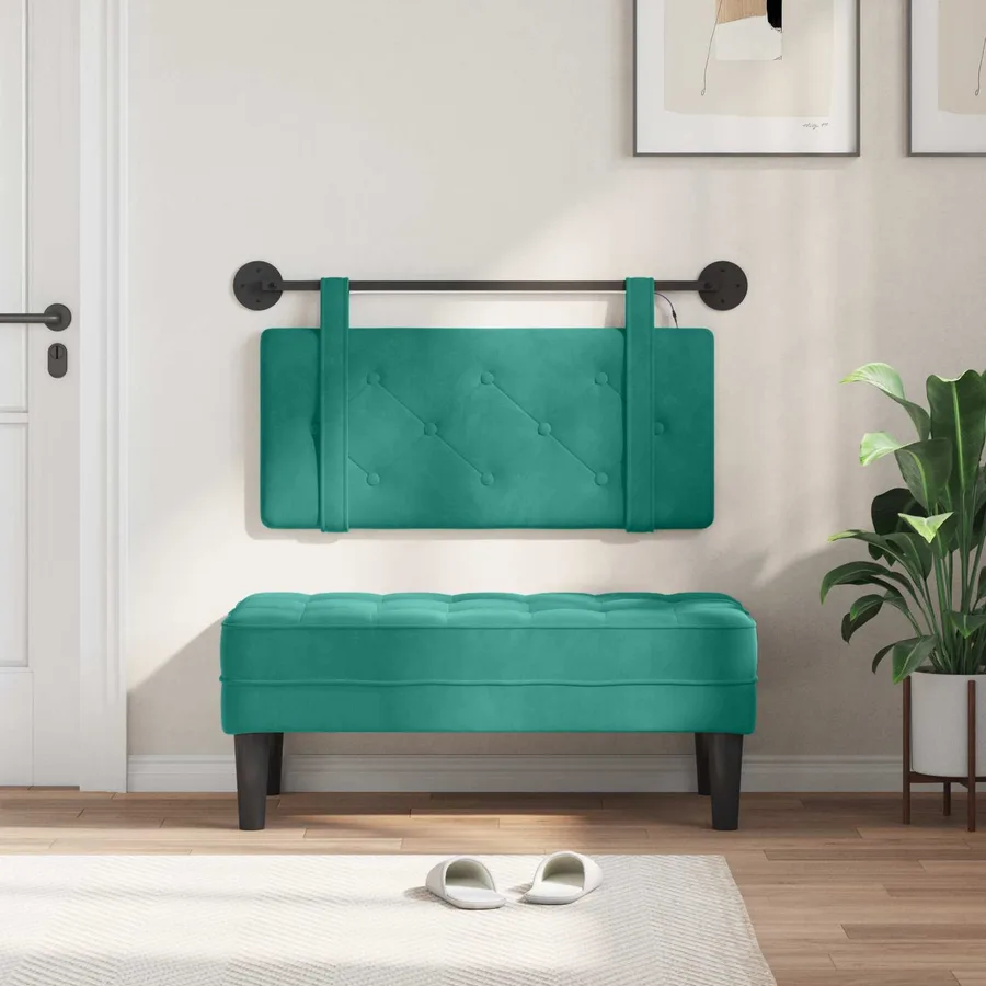 Tête de lit suspendue Avec lumière LED Turquoise Velours - 3