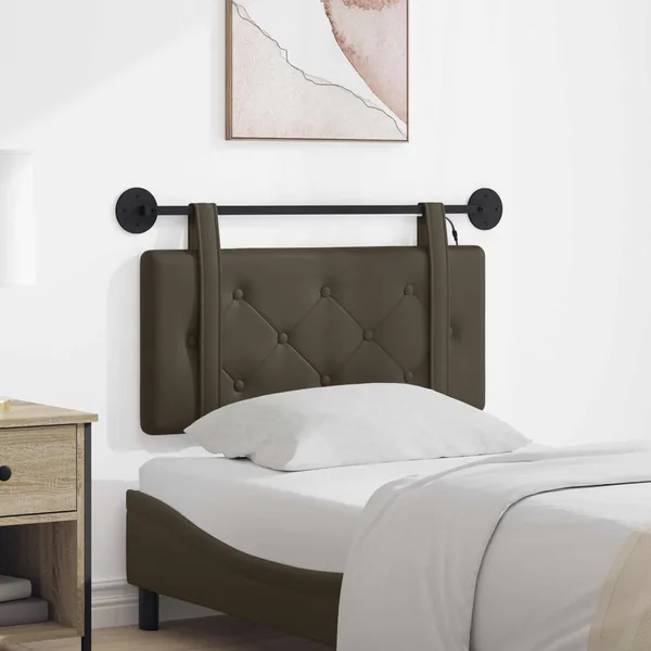 Tête de lit suspendue Avec lumière LED Gris Simili cuir