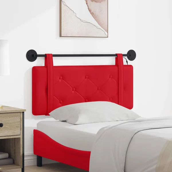 Tête de lit suspendue Avec lumière LED Rouge Simili cuir