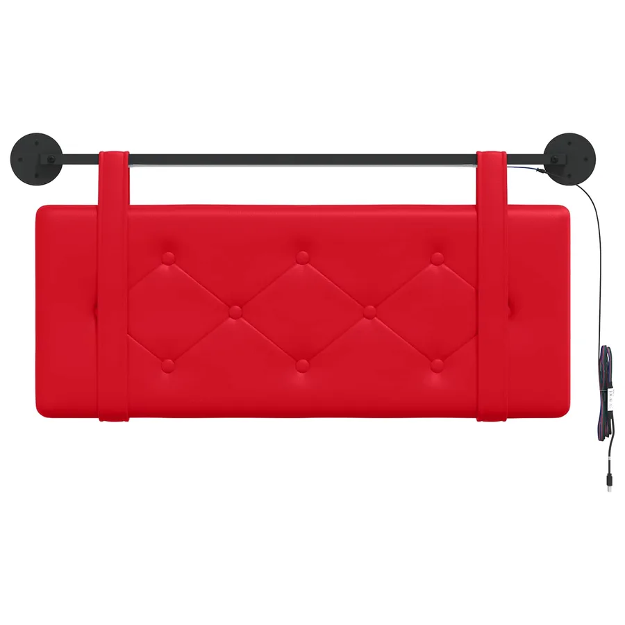 Tête de lit suspendue Avec lumière LED Rouge Simili cuir - 6