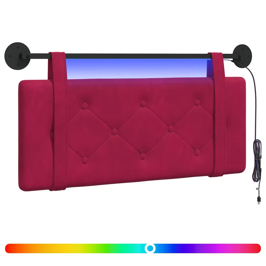 Tête de lit suspendue Avec lumière LED Bordeaux Velours - 2