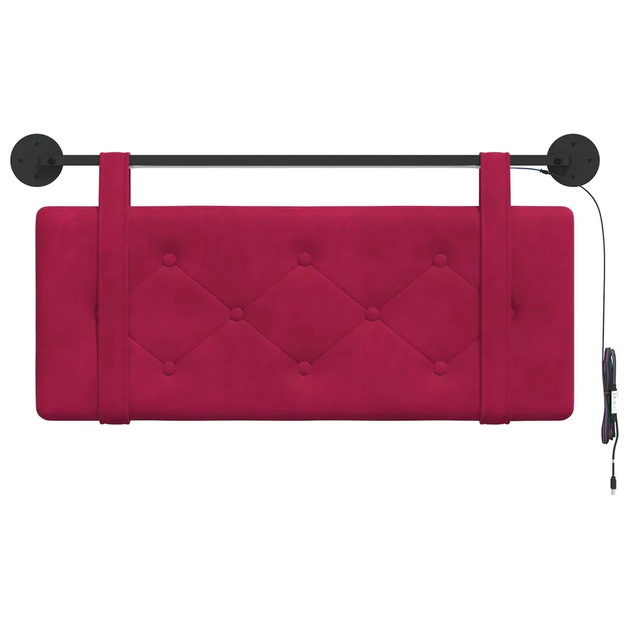 Tête de lit suspendue Avec lumière LED Bordeaux Velours - 6