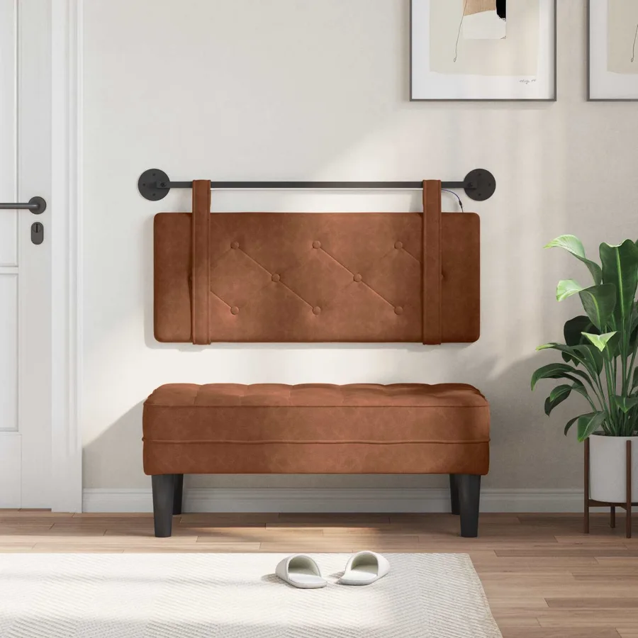 Tête de lit suspendue Avec lumière LED Marron PU antique - 3