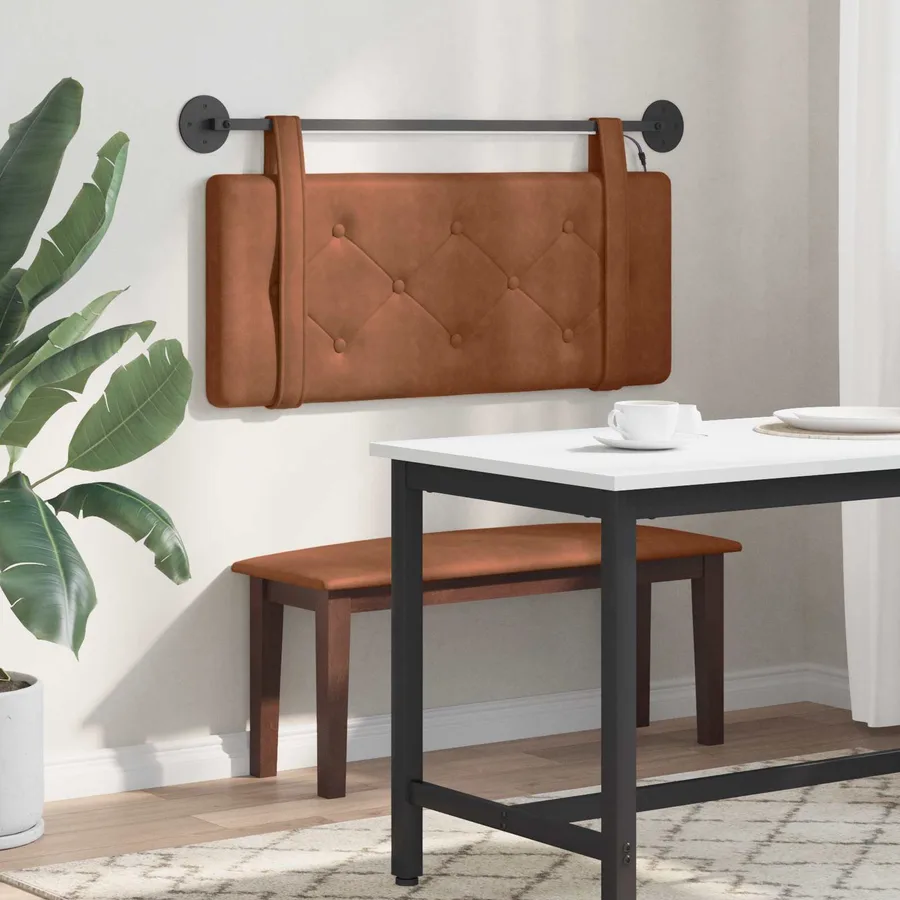 Tête de lit suspendue Avec lumière LED Marron PU antique - 4