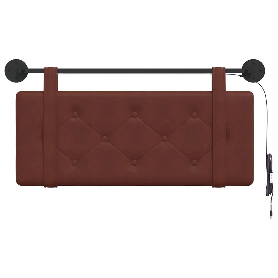 Tête de lit suspendue Avec lumière LED Brun Brillant PU antique - 6