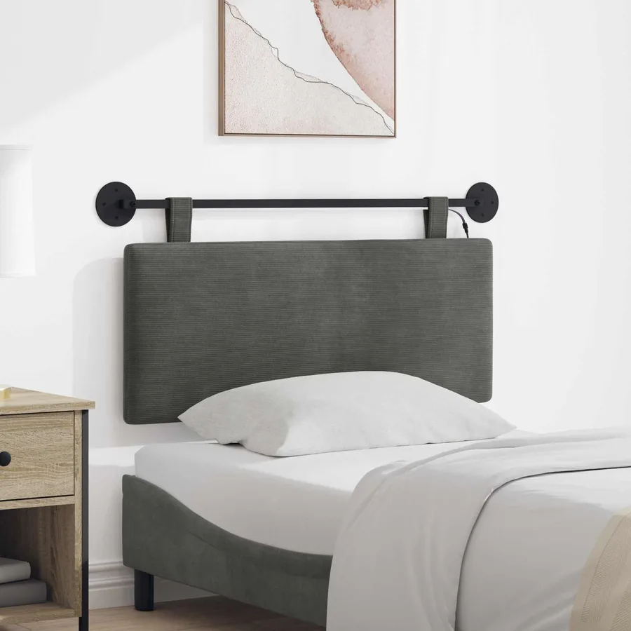 Tête de lit suspendue Gris foncé Tissu en velours côtelé