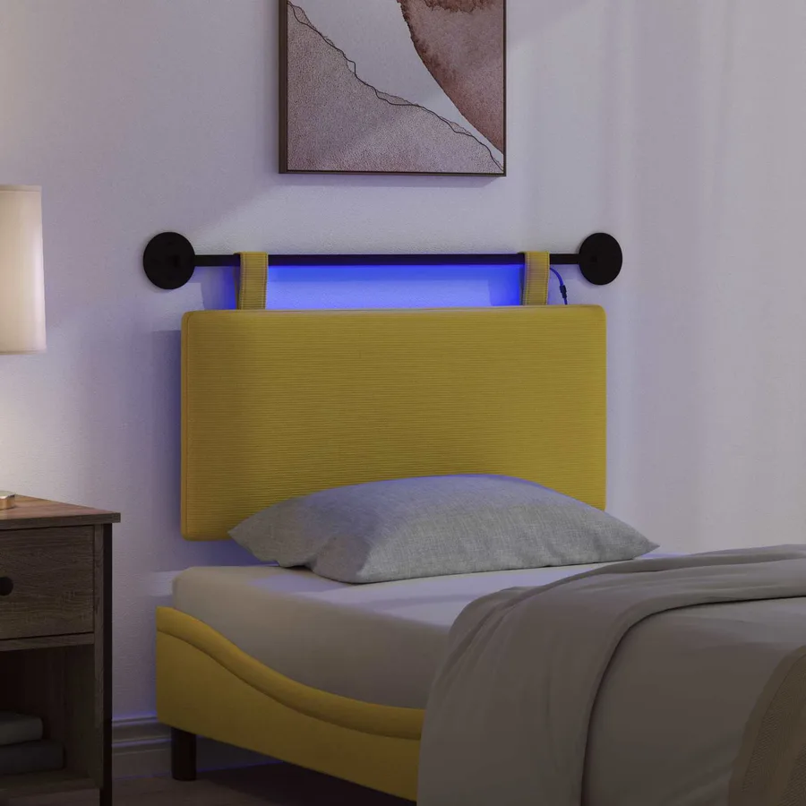 Tête de lit suspendue Jaune clair Tissu en velours côtelé - 5