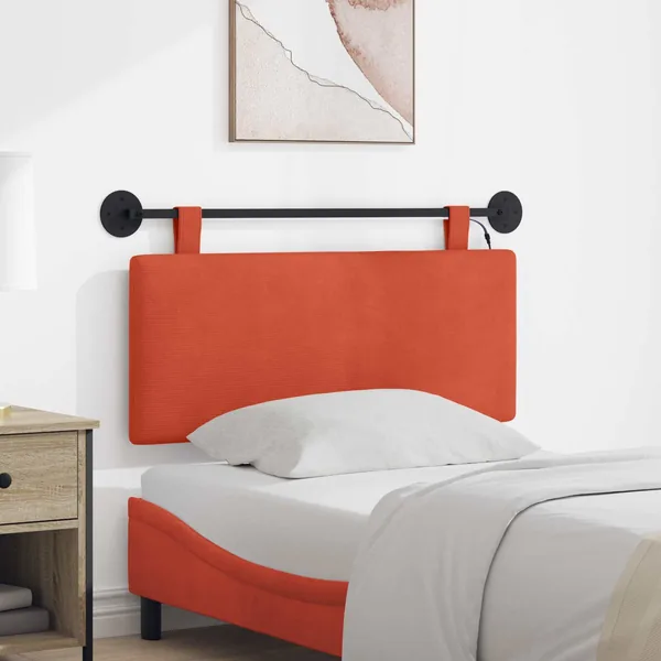 Tête de lit suspendue Rouge orange Tissu en velours côtelé