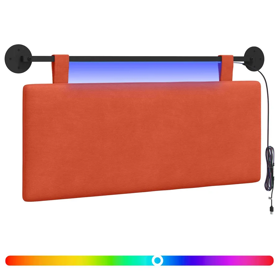 Tête de lit suspendue Rouge orange Tissu en velours côtelé - 2