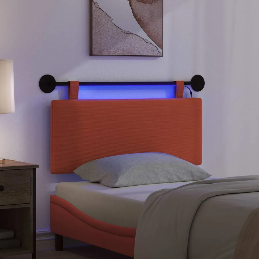 Tête de lit suspendue Rouge orange Tissu en velours côtelé - 5