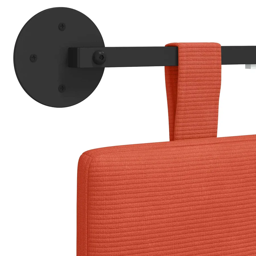 Tête de lit suspendue Rouge orange Tissu en velours côtelé - 8