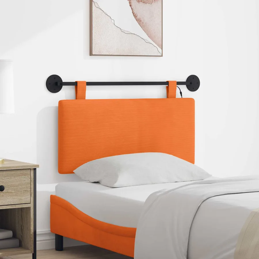 Tête de lit suspendue Orange Tissu en velours côtelé