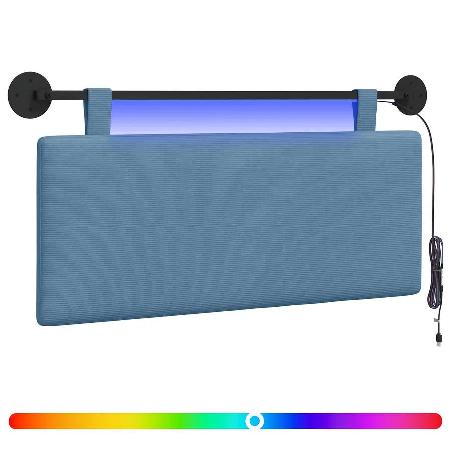 Tête de lit suspendue Bleu Tissu en velours côtelé - 2