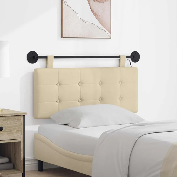 Tête de lit suspendue Avec lumière LED Crème Tissu