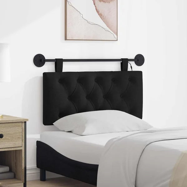 Tête de lit suspendue Avec lumière LED Noir Tissu