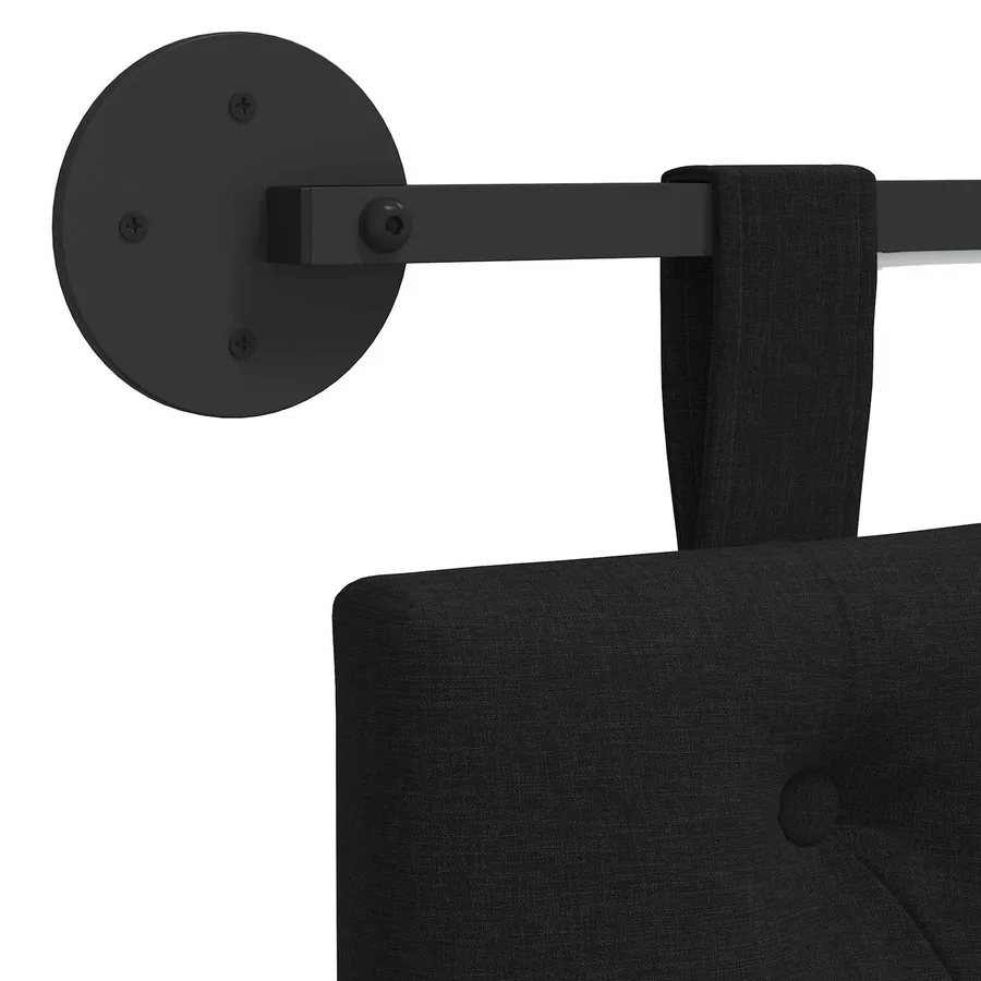 Tête de lit suspendue Avec lumière LED Noir Tissu - 10