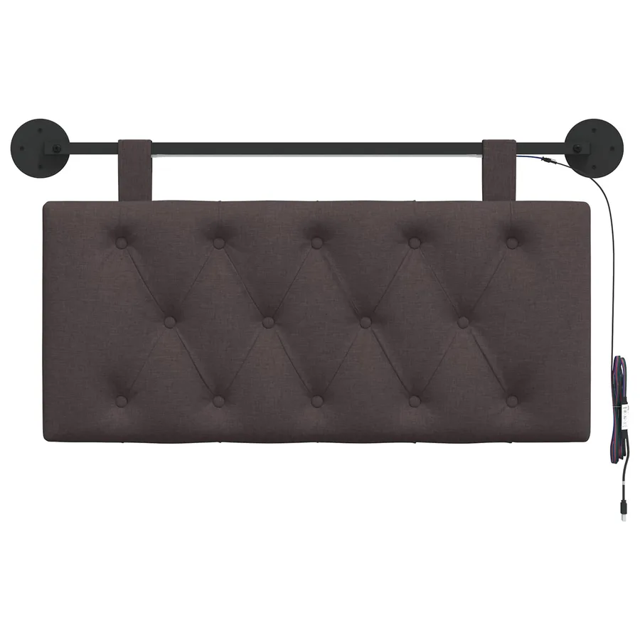 Tête de lit suspendue Avec lumière LED Marron foncé Tissu - 6