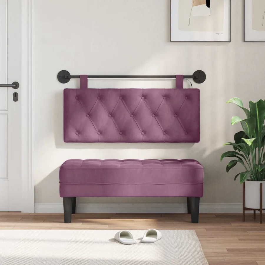 Tête de lit suspendue Avec lumière LED Pourpre Velours - 3