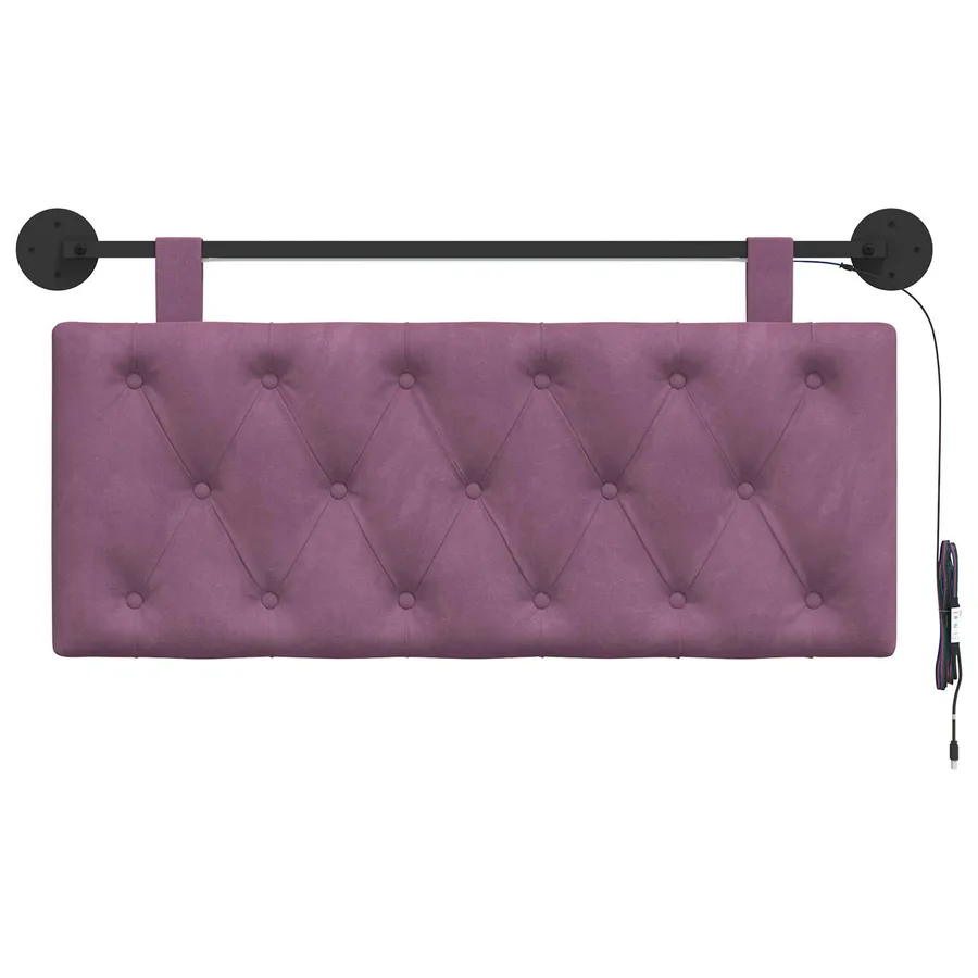 Tête de lit suspendue Avec lumière LED Pourpre Velours - 6