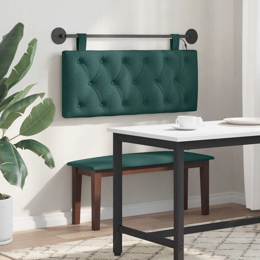 Tête de lit suspendue Avec lumière LED Vert foncé Tissu - 4