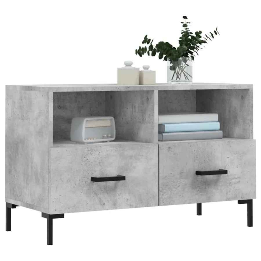Meuble TV Gris béton 80x36x50 cm Bois d'ingénierie - 3