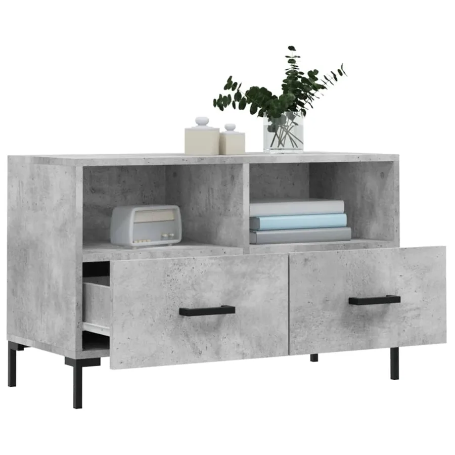Meuble TV Gris béton 80x36x50 cm Bois d'ingénierie - 4