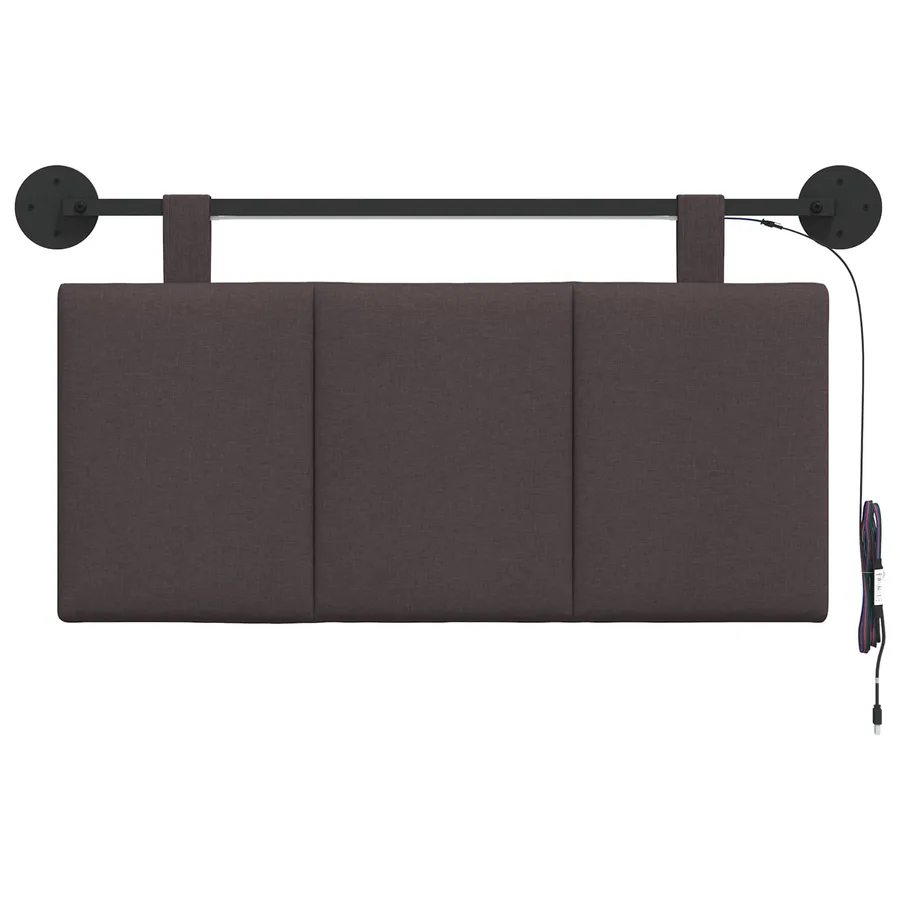 Tête de lit suspendue Avec lumière LED Marron foncé Tissu - 6