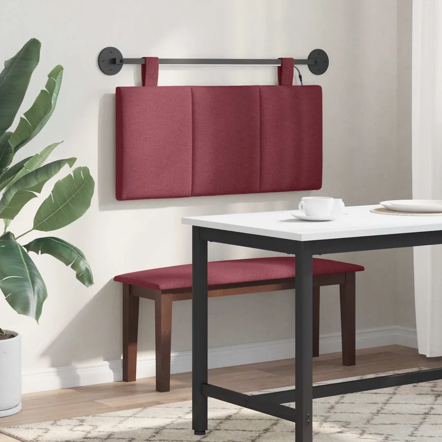 Tête de lit suspendue Avec lumière LED Bordeaux Tissu - 4