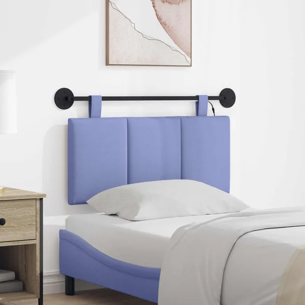 Tête de lit suspendue Avec lumière LED Bleu denim Tissu