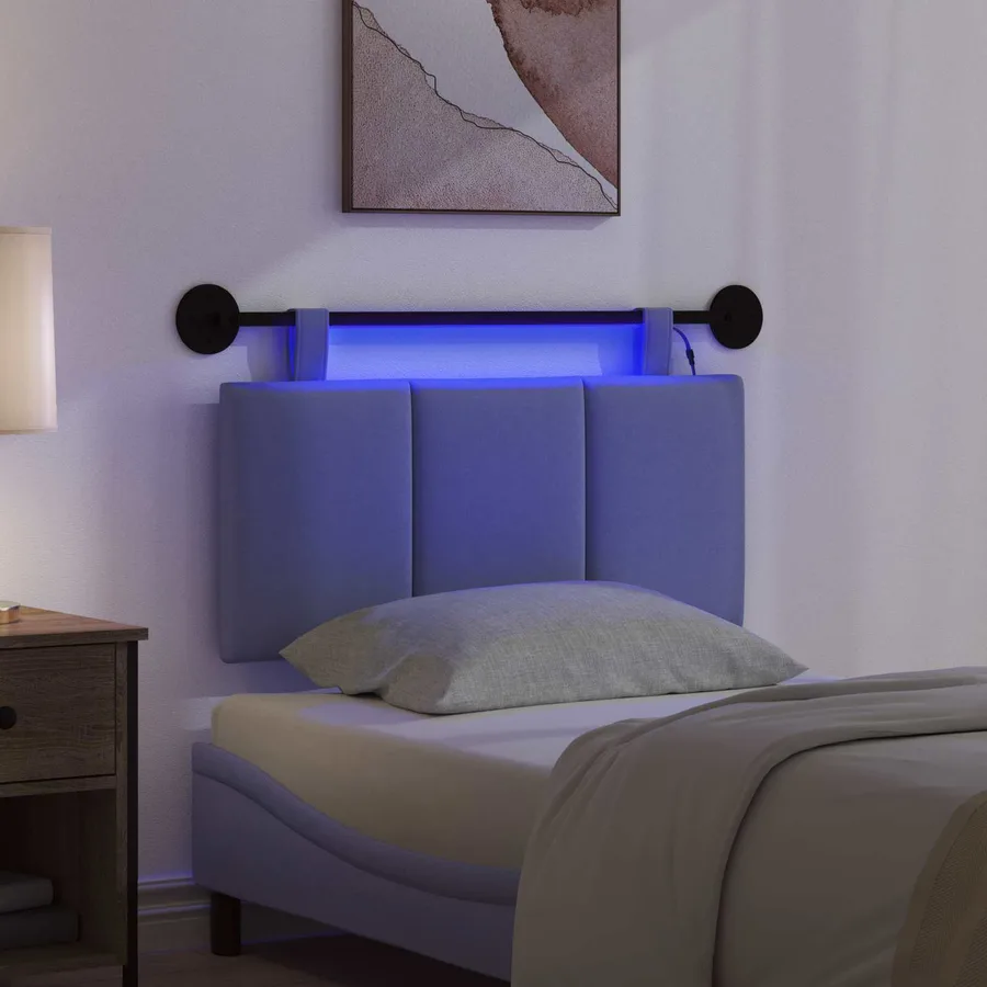 Tête de lit suspendue Avec lumière LED Bleu denim Tissu - 5