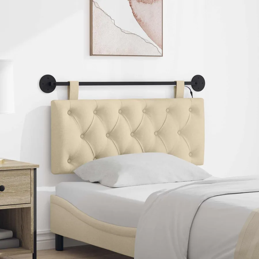 Tête de lit suspendue Avec lumière LED Crème Tissu